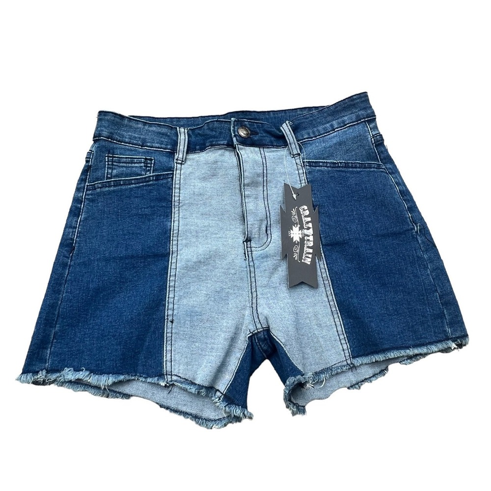 Crazy Train Shorts Denim Jean Western Cowgirl distressed Size Large Festival NWT - Picture 5 of 5